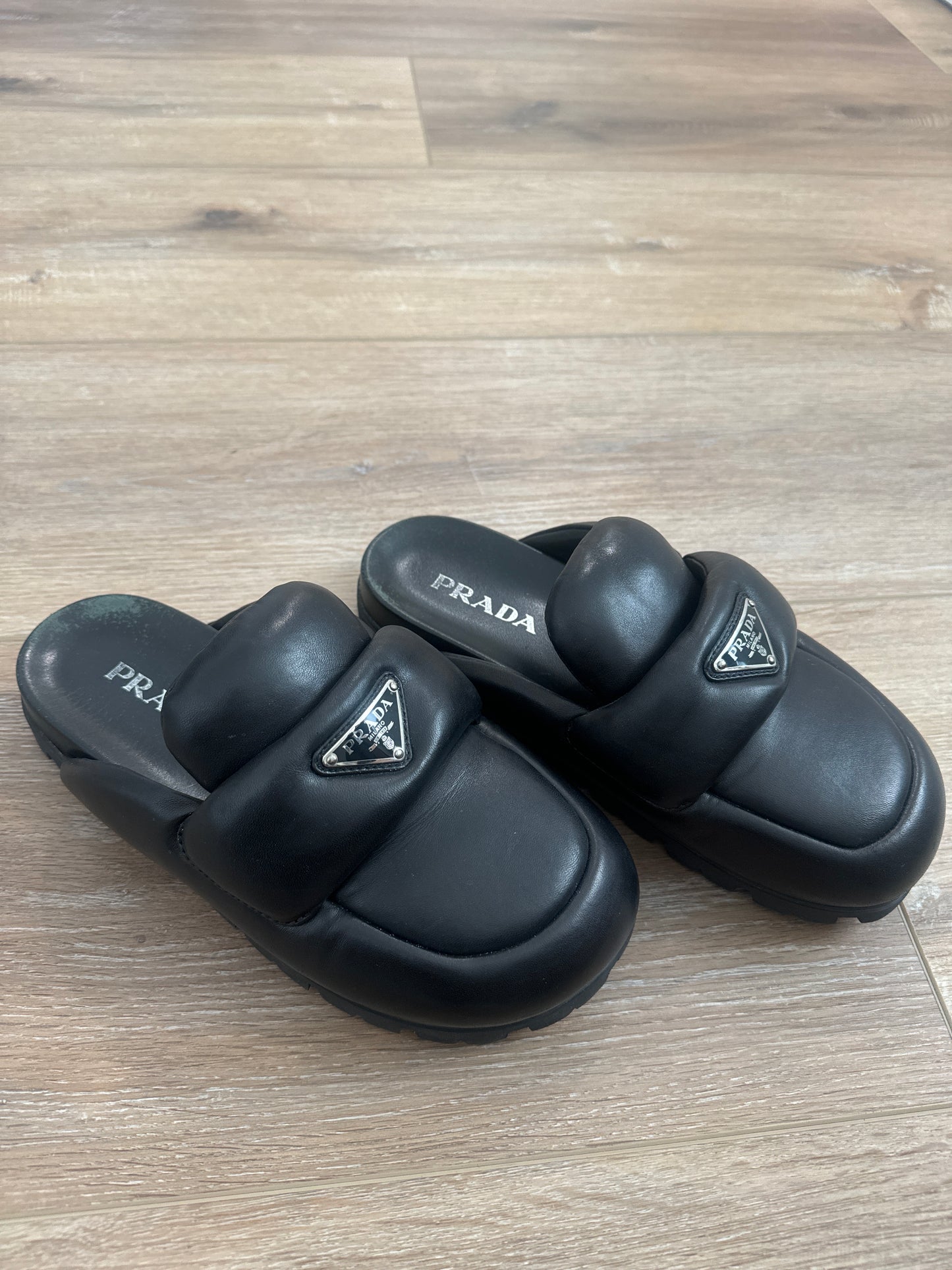 Prada Napa Mules size 38.