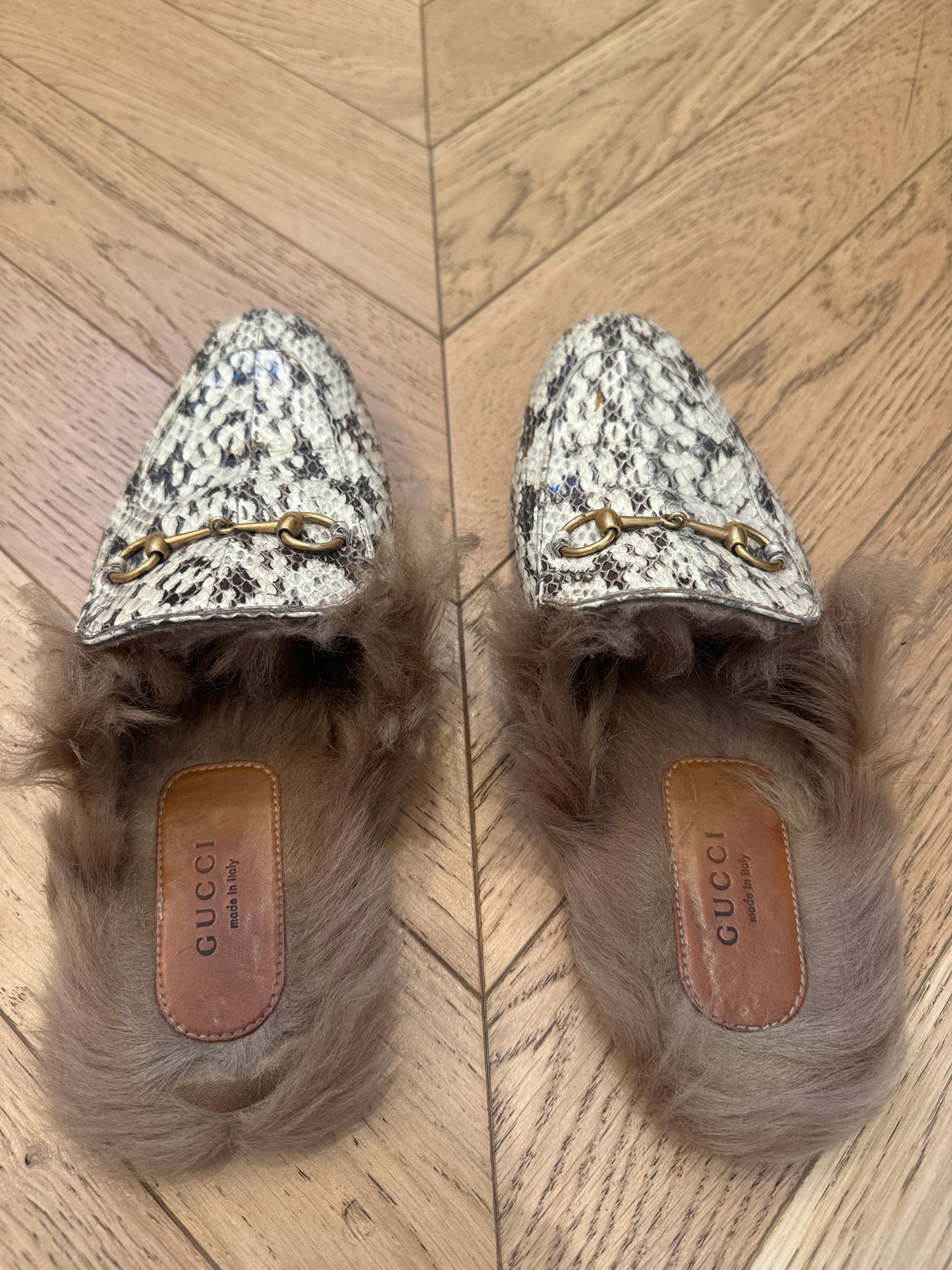Gucci python Mules 38