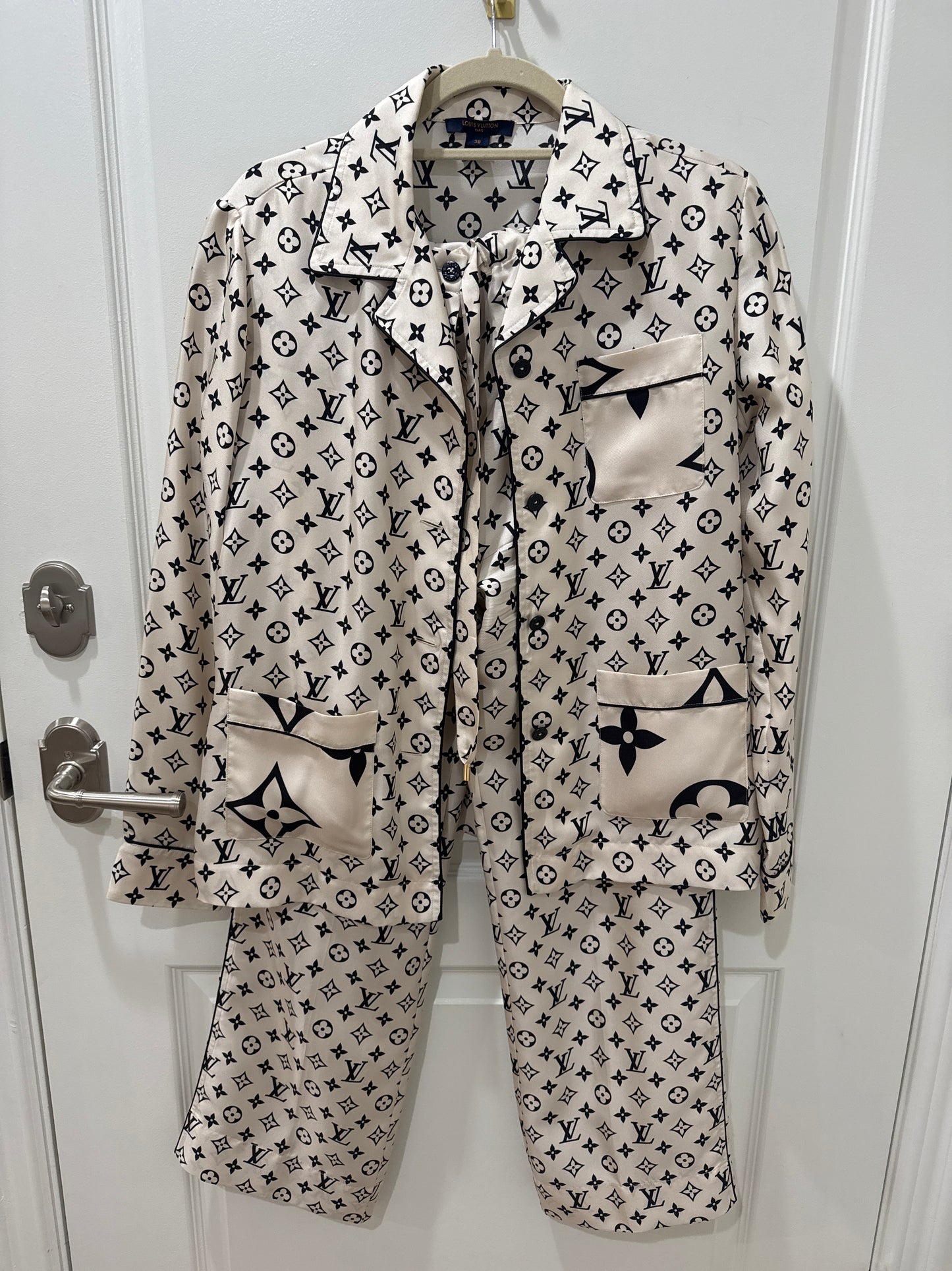 Louis Vuitton silk pajama set, 38