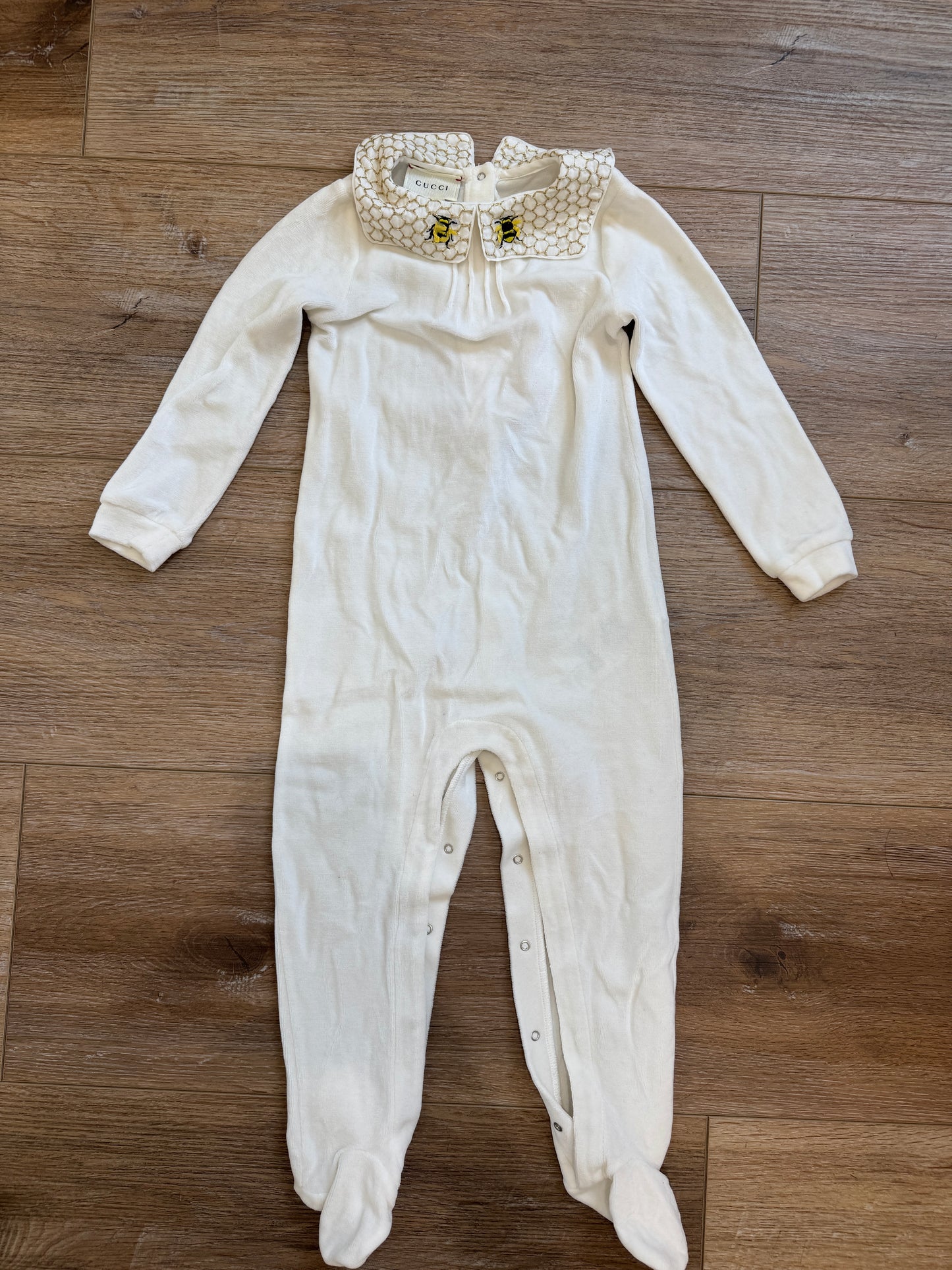 Kids Gucci Velvet Onesie, 18/24 months