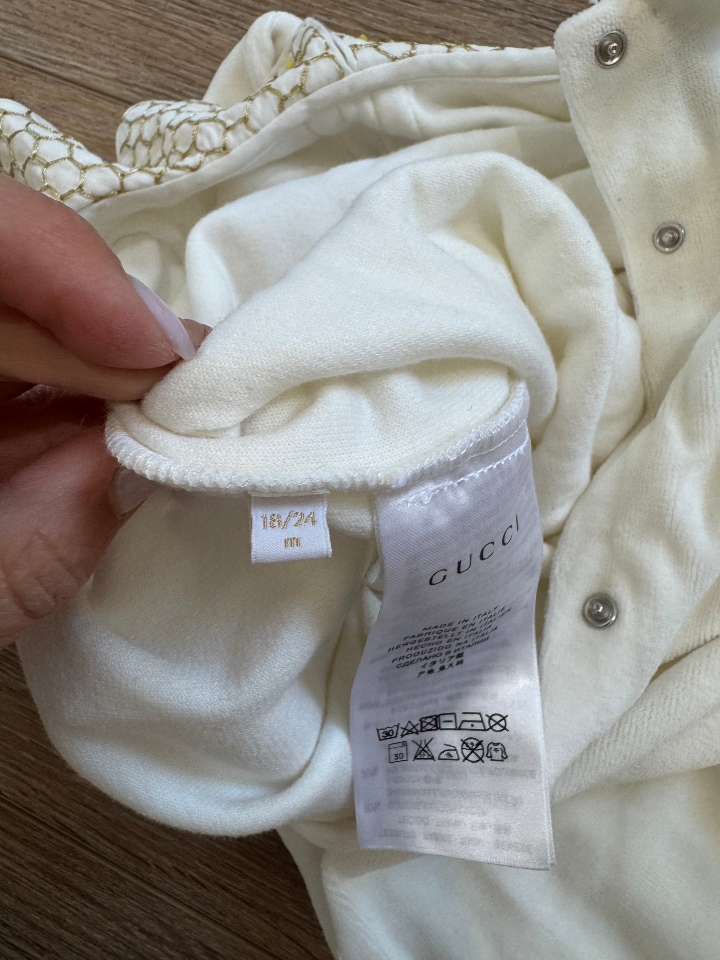 Kids Gucci Velvet Onesie, 18/24 months