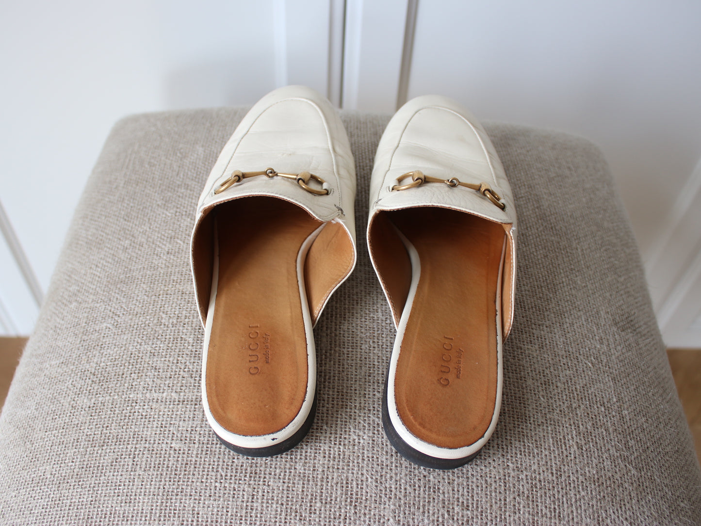 Gucci Princetown White Slippers, 38