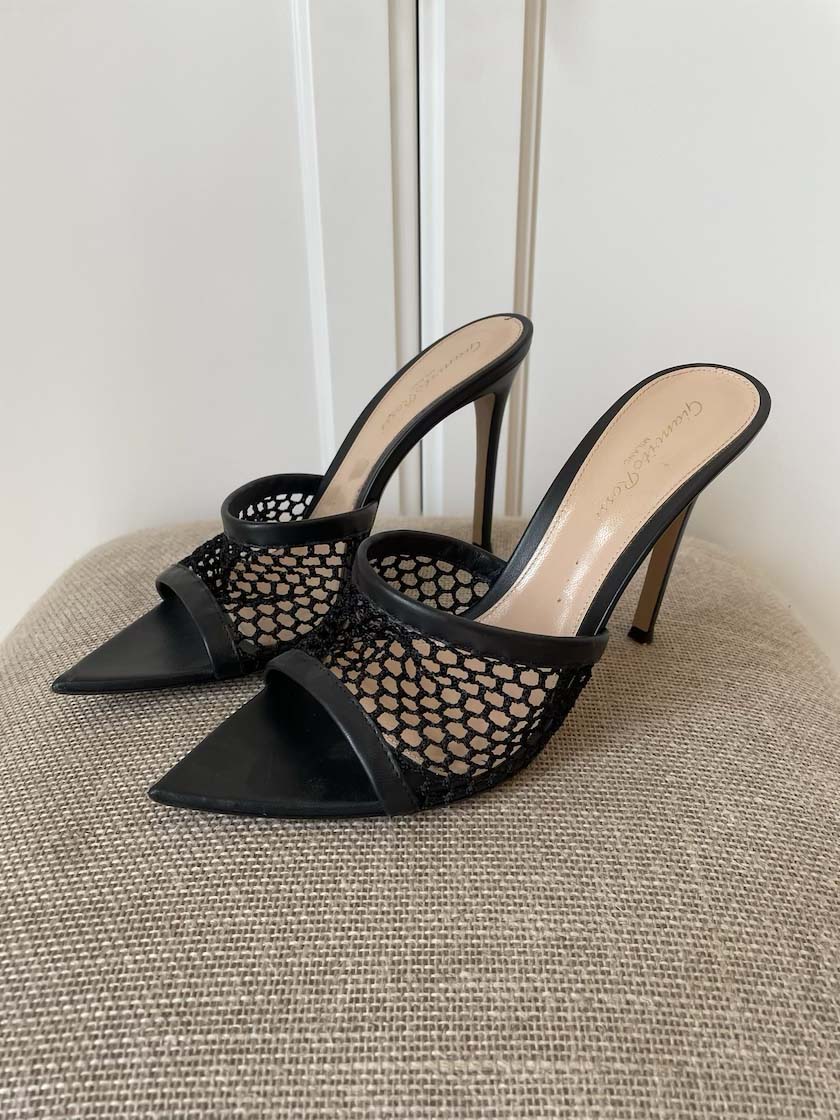 Gianvito Rossi Open Toe Heels, 38.5