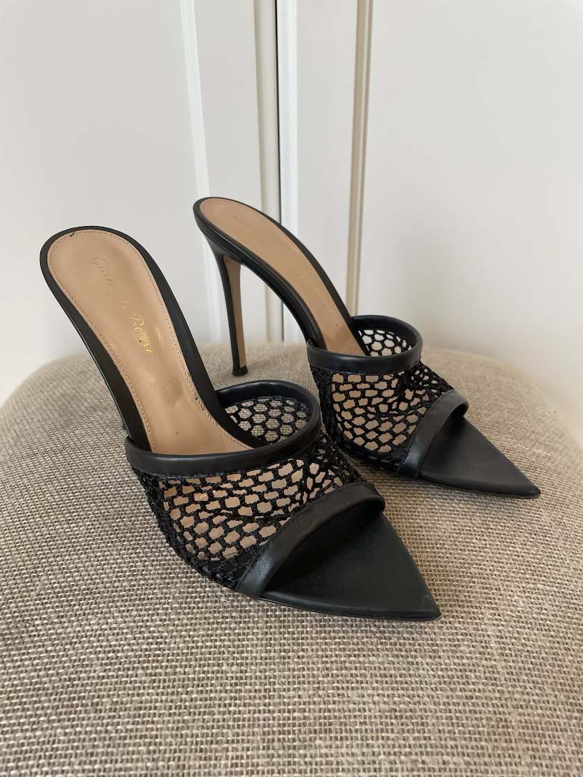 Gianvito Rossi Open Toe Heels, 38.5