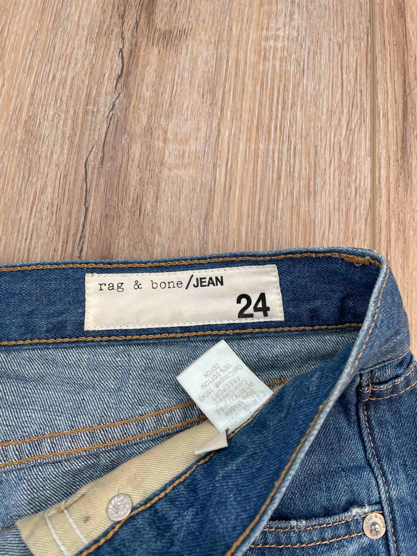 Rag & Bone Dark Wash Distressed Denim Shorts