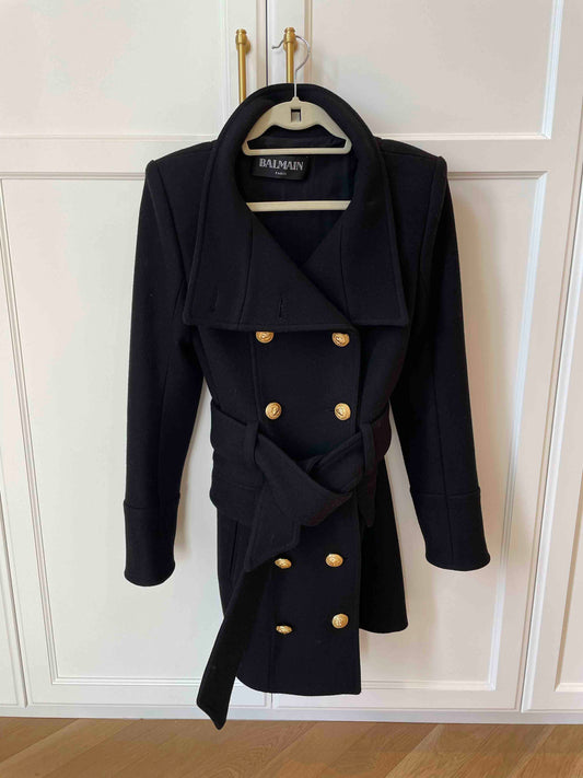 Balmian Double Breasted Wool Coat black color Size 36