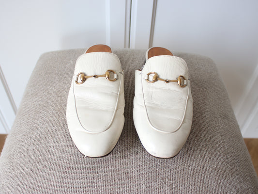 Gucci Princetown White Slippers, 38