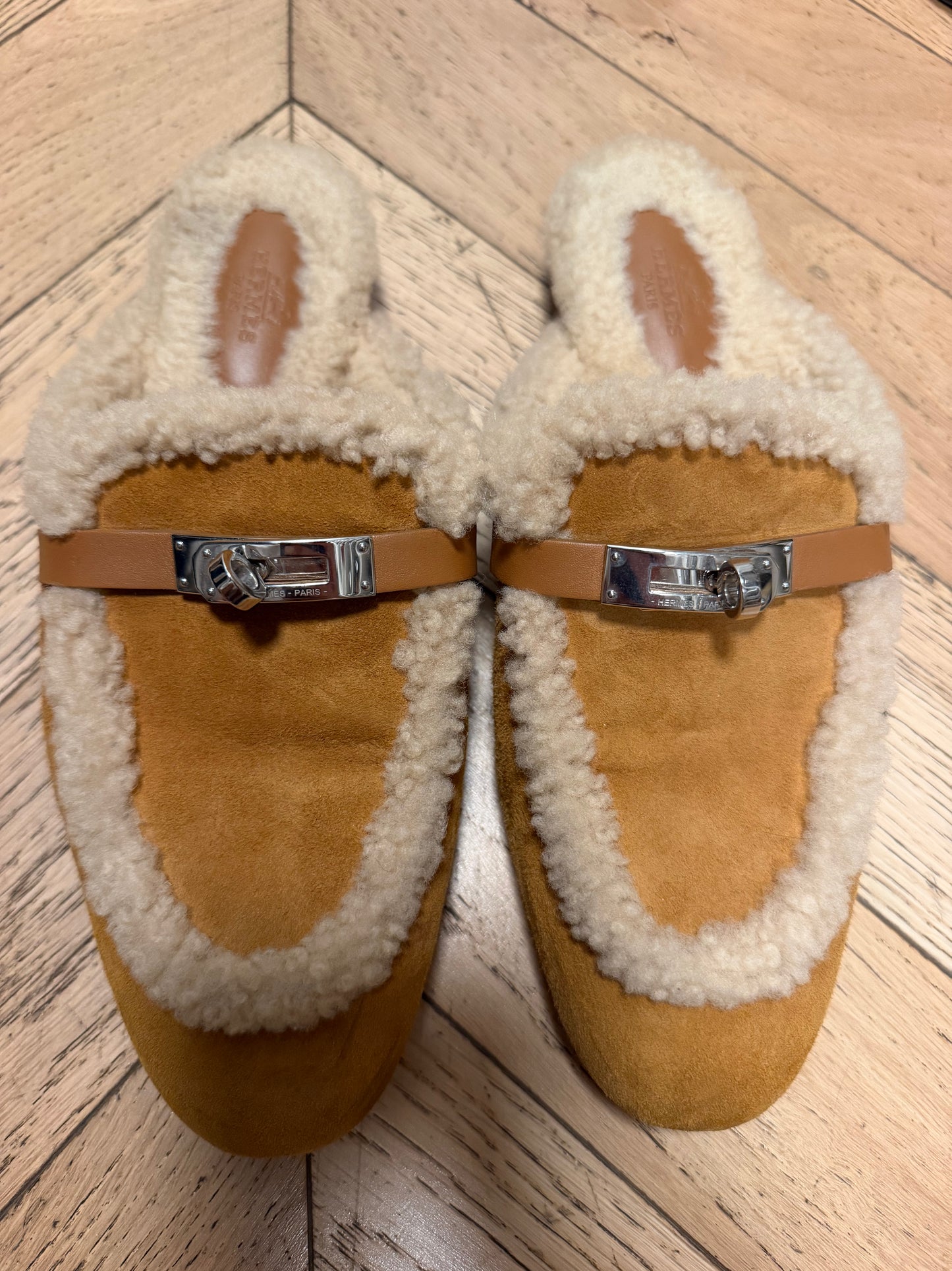 Hermes Shearling Oz Mule, 38