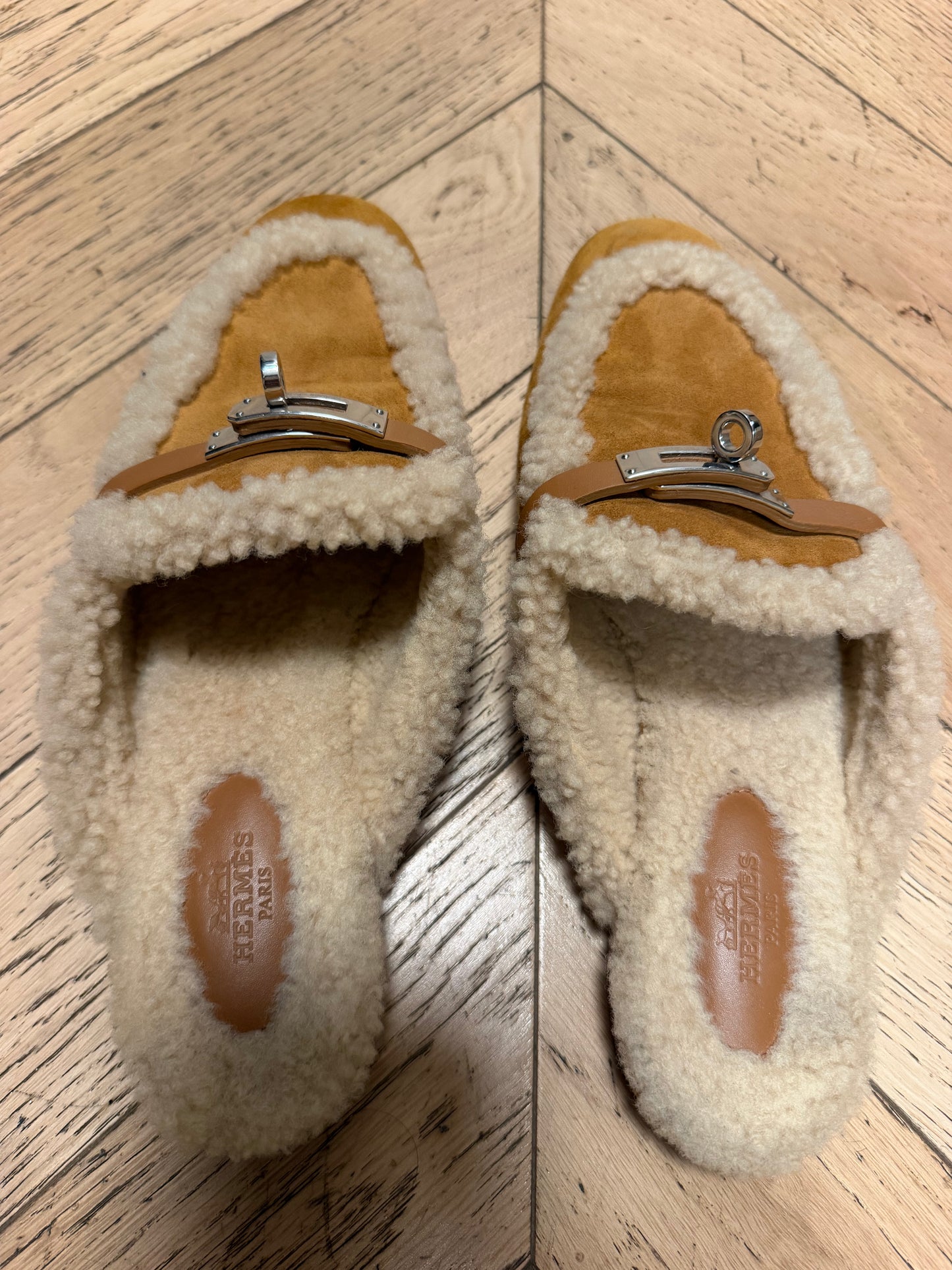 Hermes Shearling Oz Mule, 38