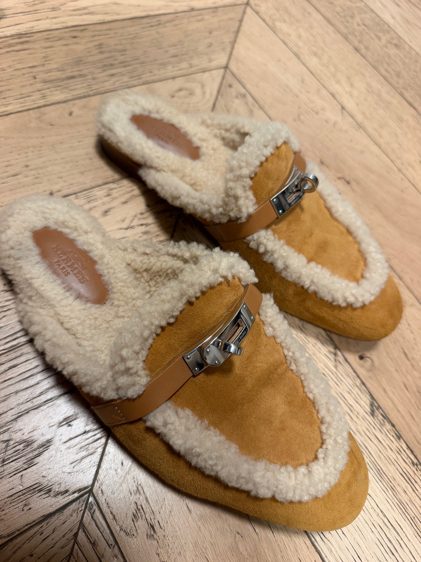 Hermes Shearling Oz Mule, 38