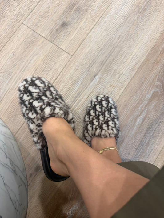 Mink Dior Slippers, 38 (fits size 38.5)