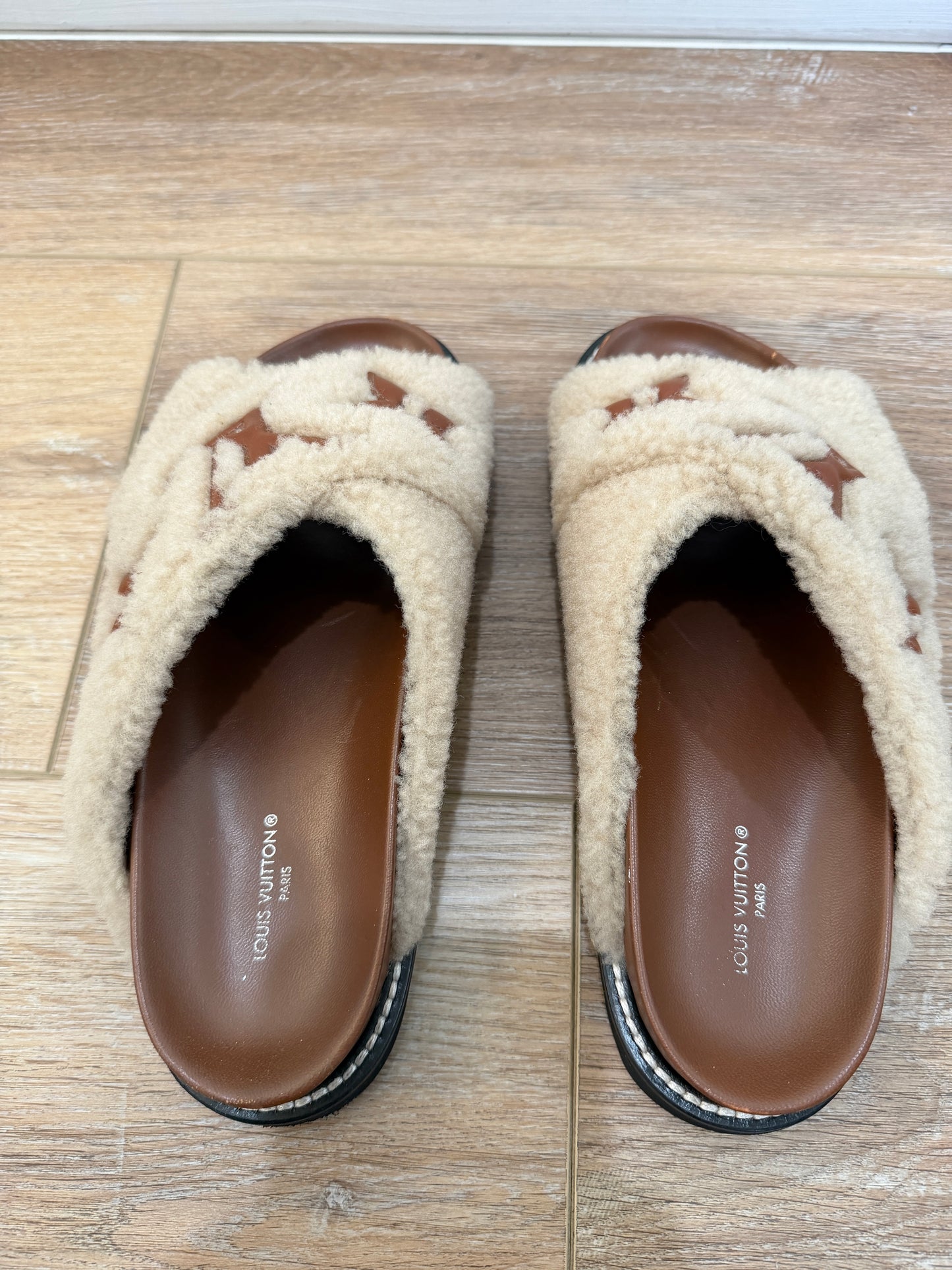 Louis Vuitton Shearling Mules, 38.5 ￼