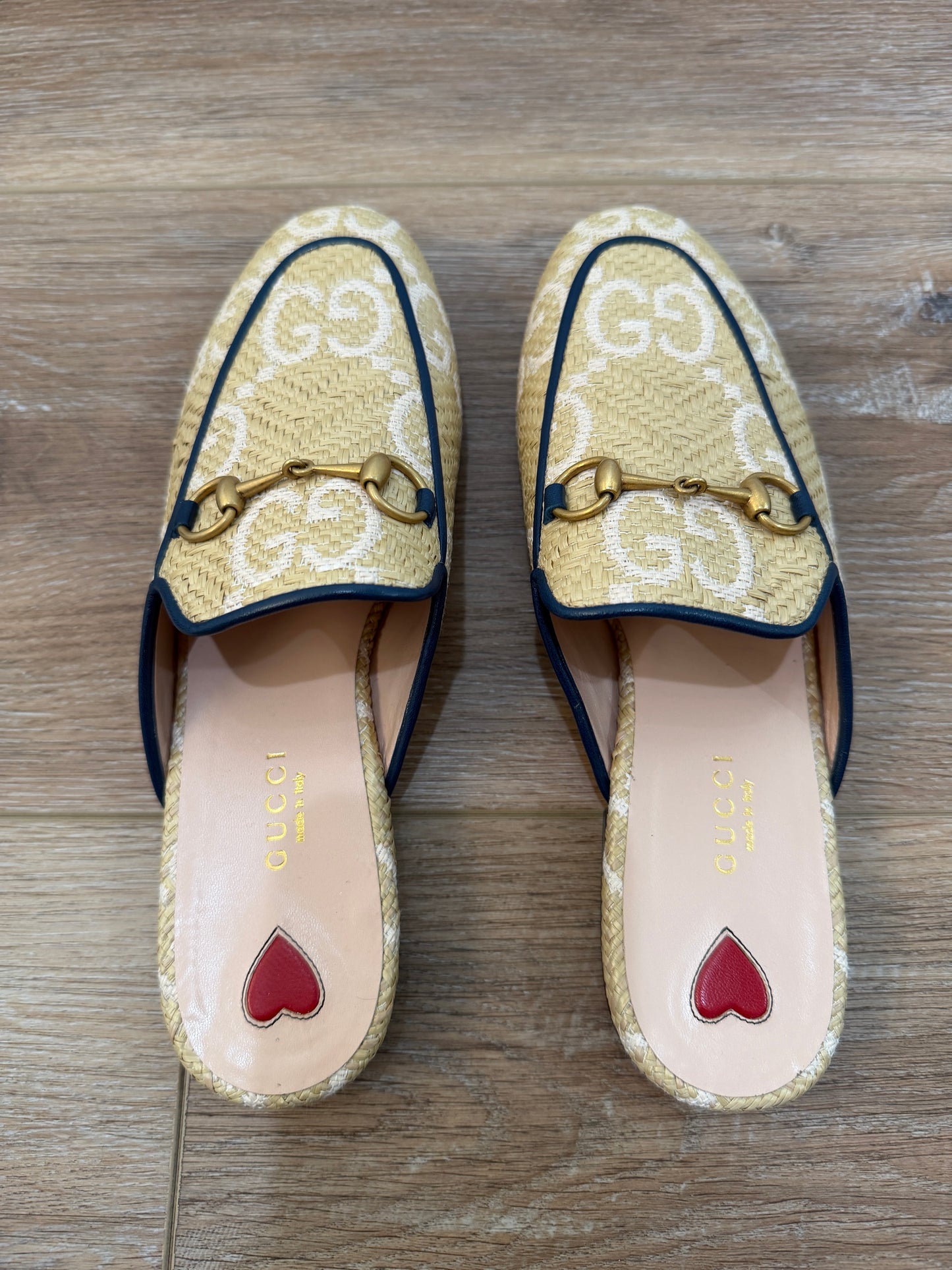 Gucci Raffia Mules, 38