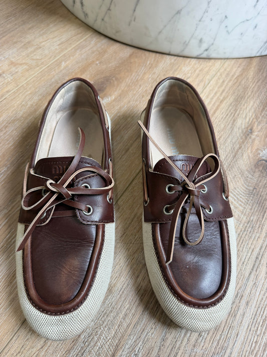Miu Miu canvas boat shoe, 38