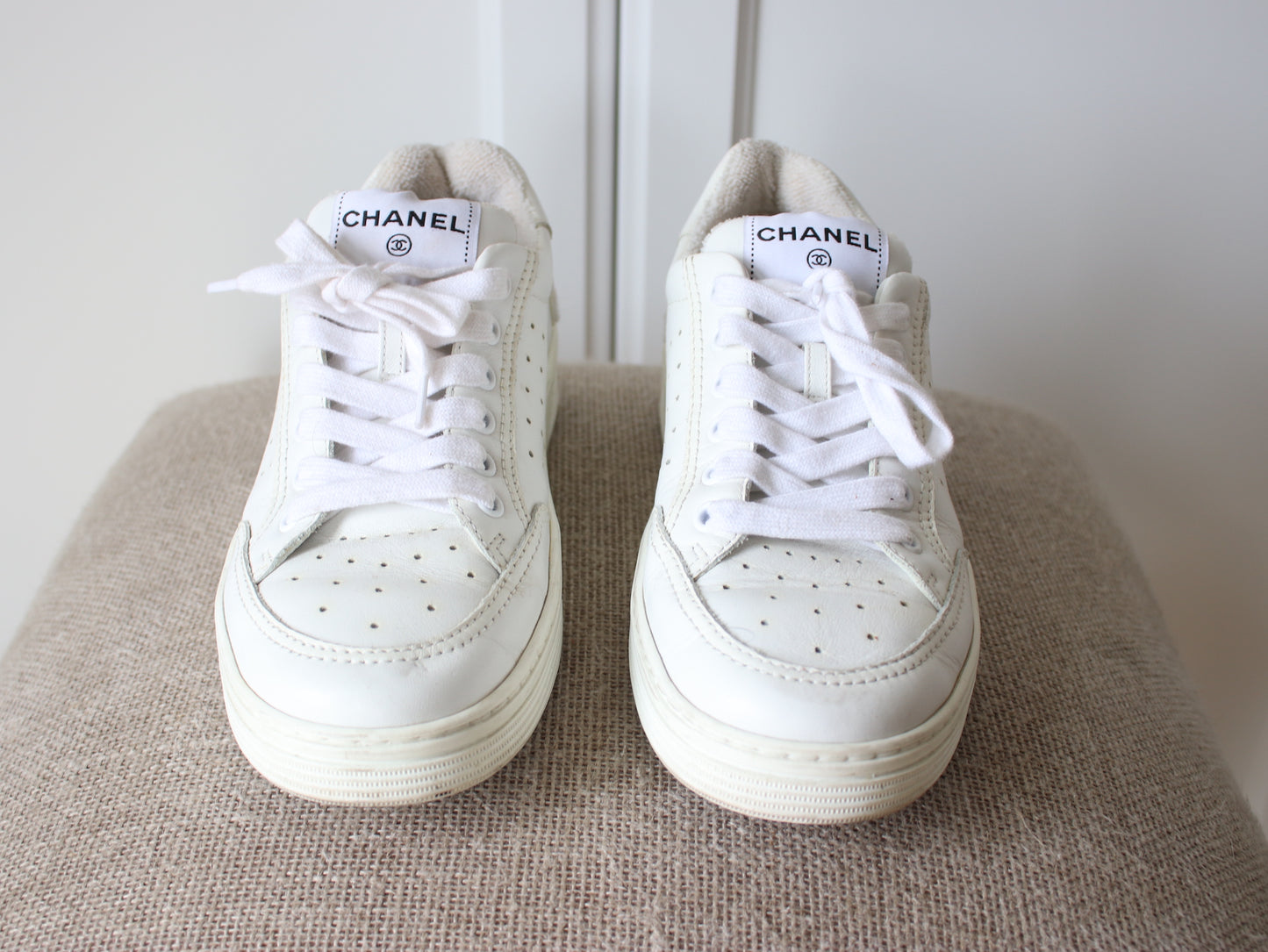 Chanel White Sneakers, 38