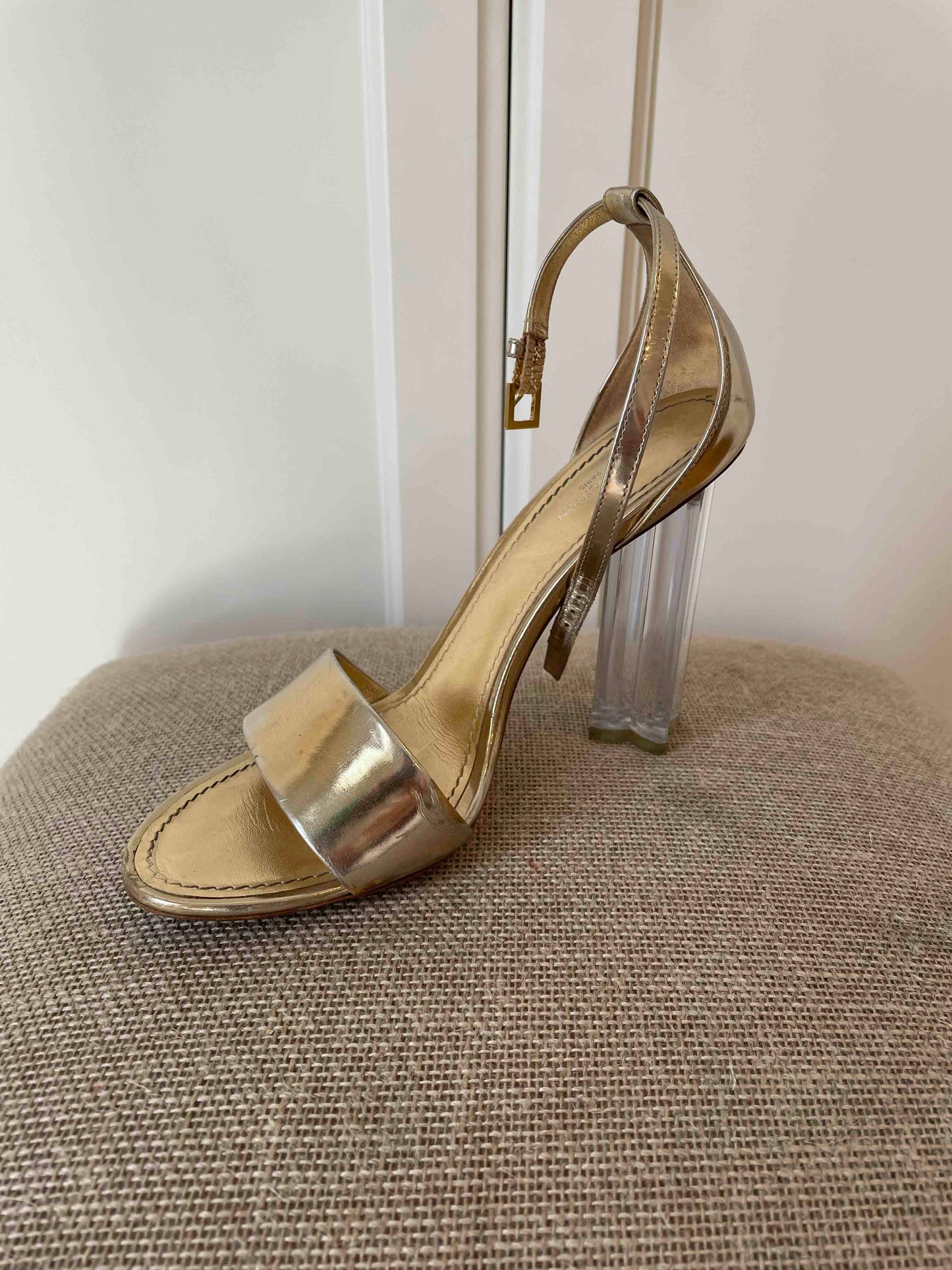 Louis Vuitton Gold Heeled Sandals, 38