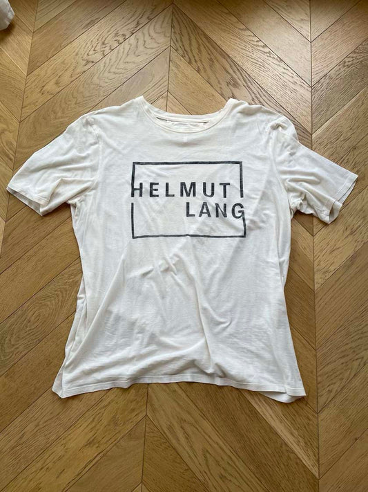 Helmut Lang Men's White Logo Tee, XL