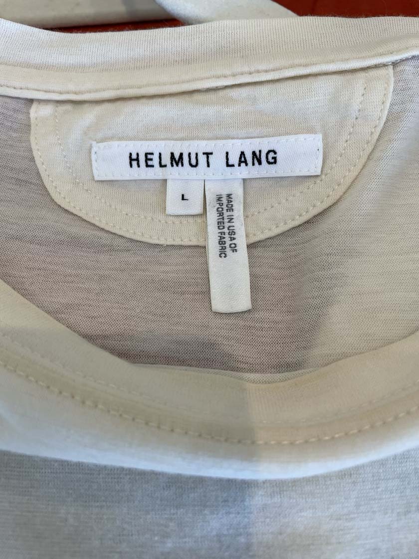 Helmut Lang Men's White Logo Tee, XL