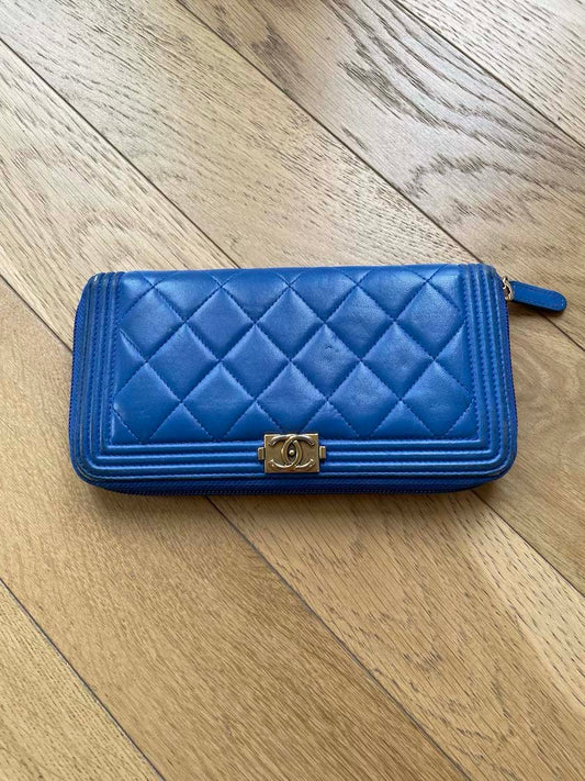 Chanel Blue Wallet with Zipper