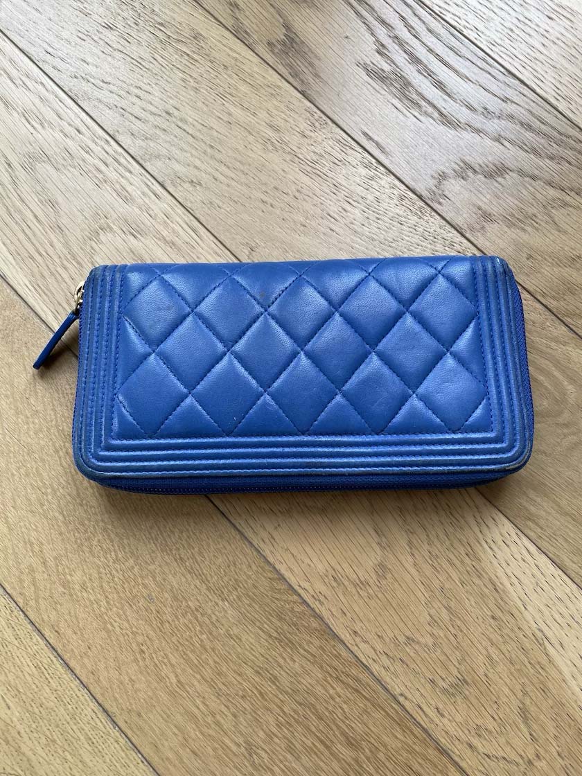 Chanel Blue Wallet with Zipper