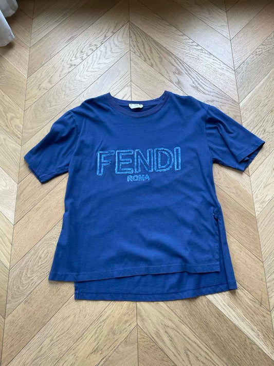 Fendi Blue Logo Tee, XS