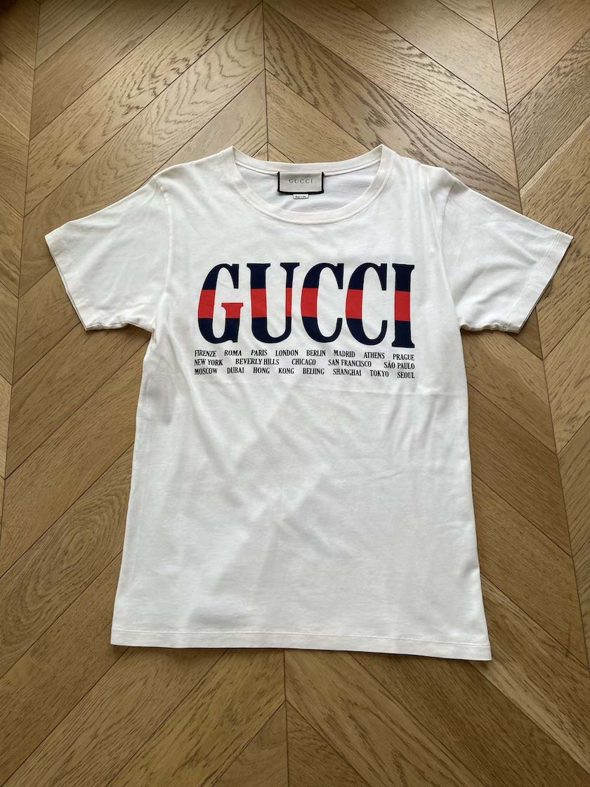 Gucci Blue/Red Logo Tee, XXS