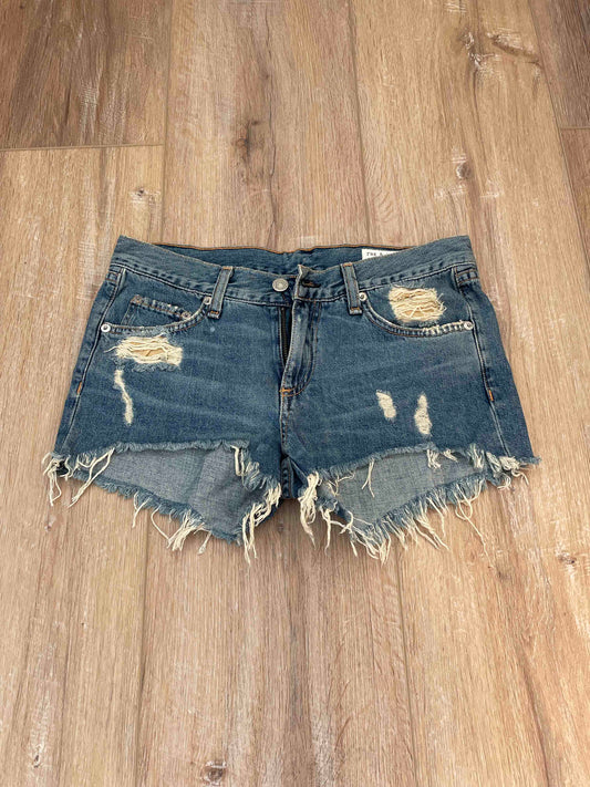 Rag & Bone Medium Wash Distressed Denim Shorts