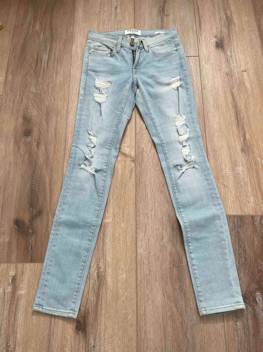 Frame Light Wash Distressed Jeans, 24