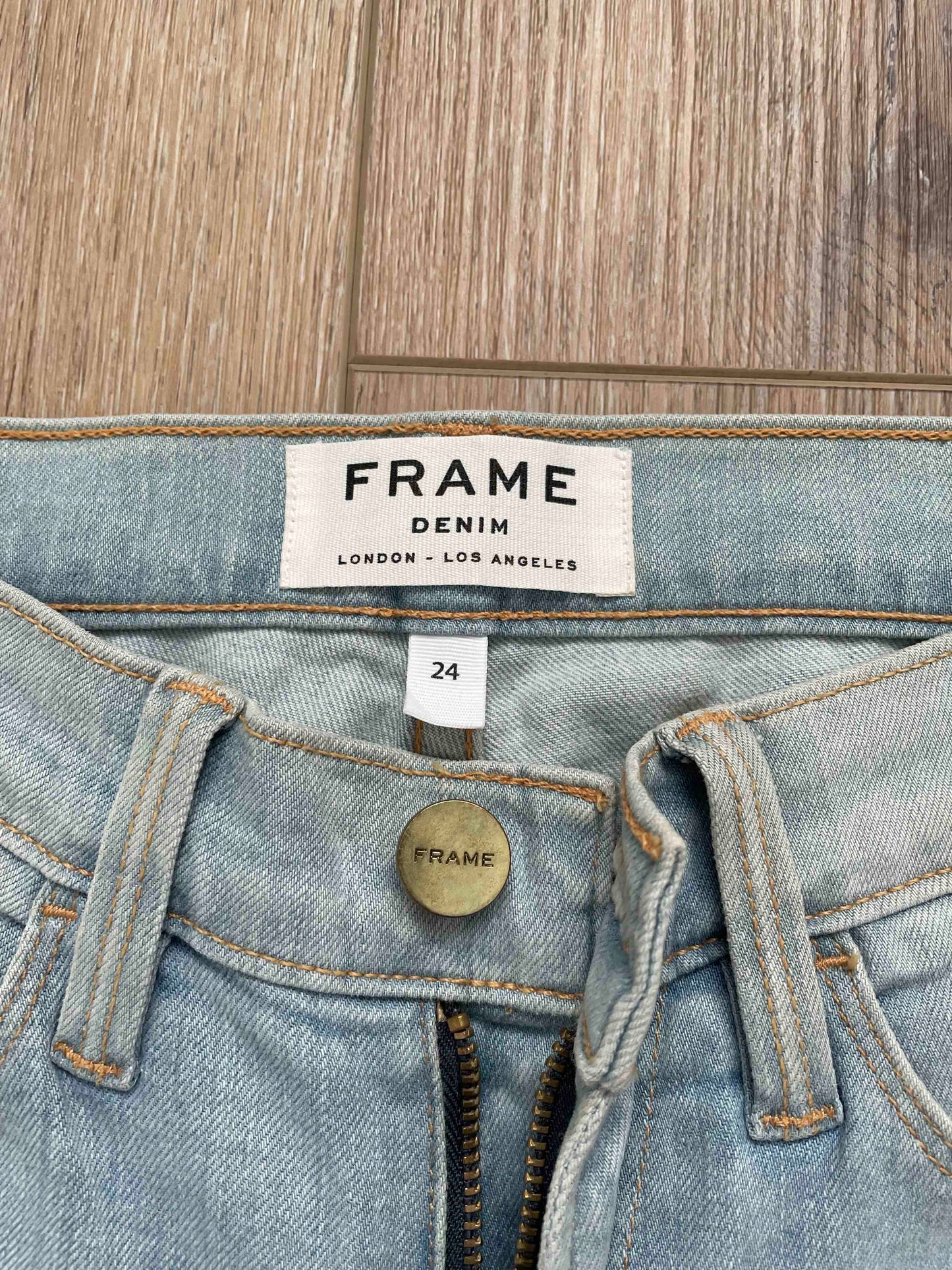 Frame Light Wash Distressed Jeans, 24