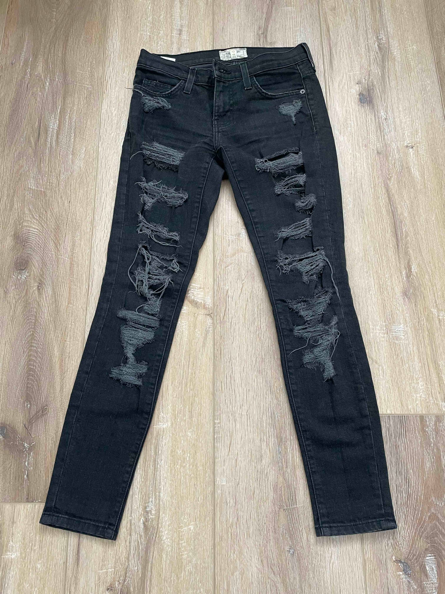 Current Elliot Black Distressed Jeans, 24